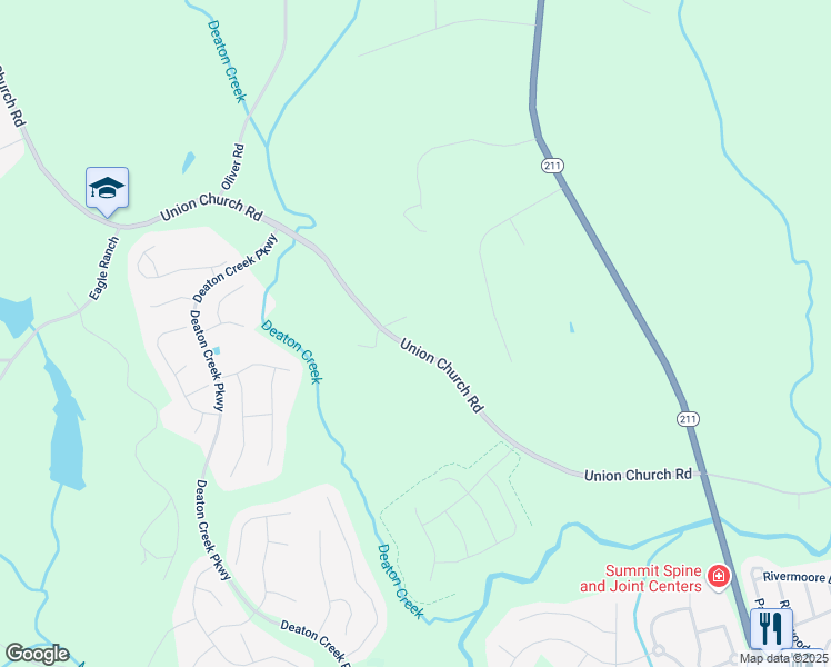 map of restaurants, bars, coffee shops, grocery stores, and more near 5745 Union Church Road in Braselton