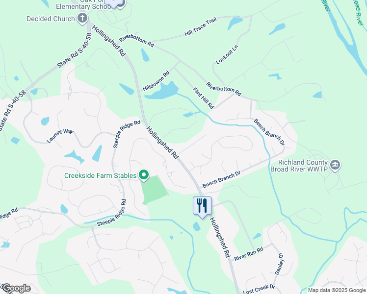 map of restaurants, bars, coffee shops, grocery stores, and more near 107 Filson Bluff Drive in Irmo