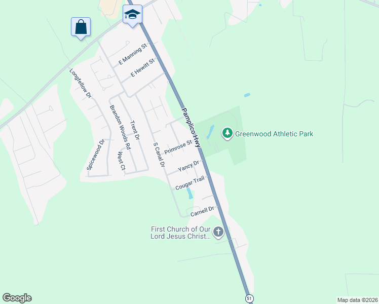 map of restaurants, bars, coffee shops, grocery stores, and more near 3103 Follin Lane in Florence