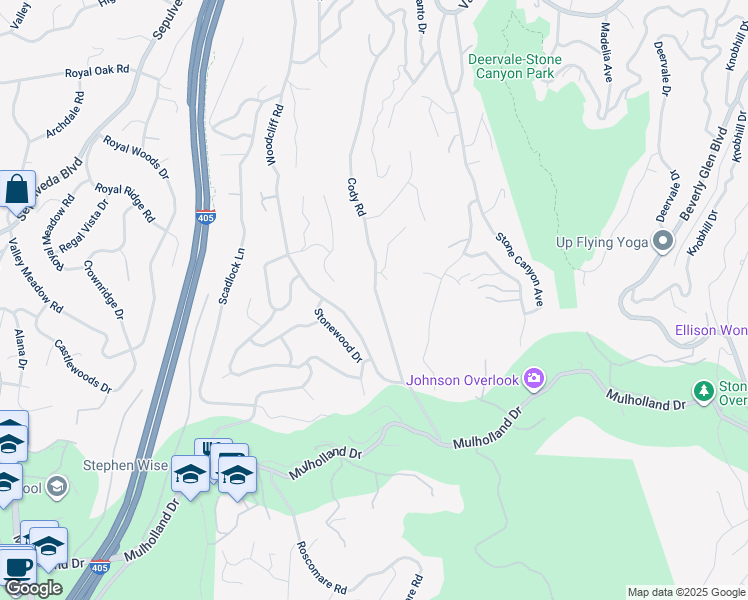 map of restaurants, bars, coffee shops, grocery stores, and more near 3609 Cody Road in Los Angeles