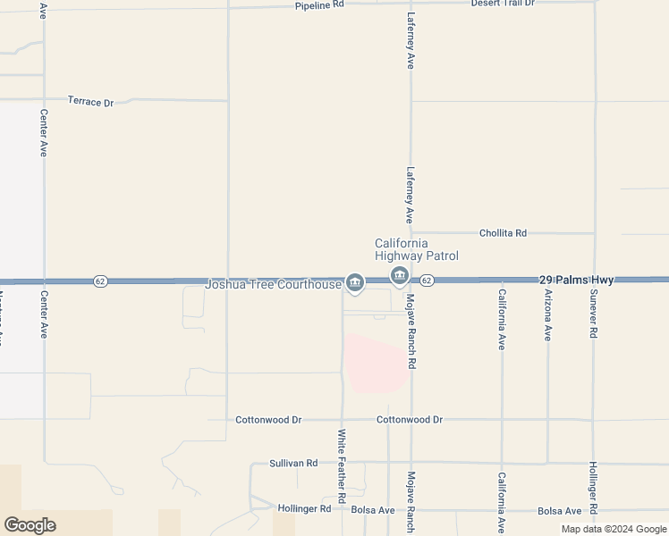map of restaurants, bars, coffee shops, grocery stores, and more near 63532 29 Palms Highway in Joshua Tree