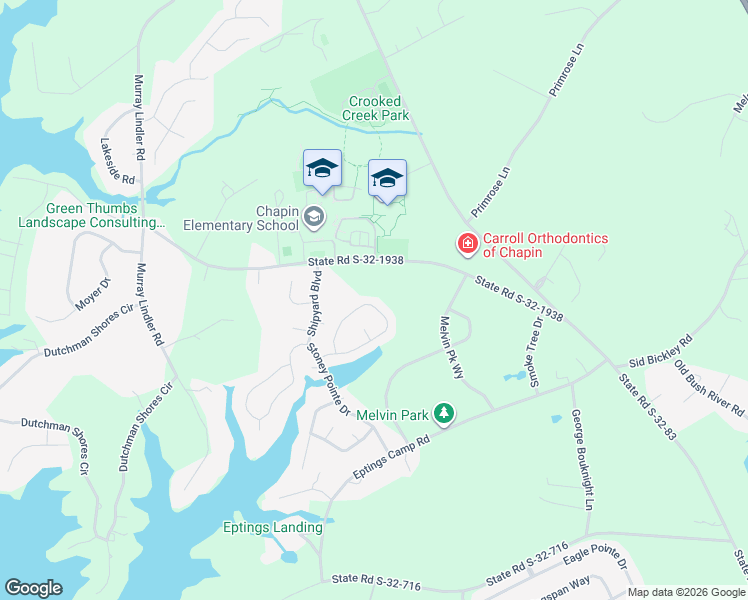 map of restaurants, bars, coffee shops, grocery stores, and more near 228 Walkbridge Way in Chapin