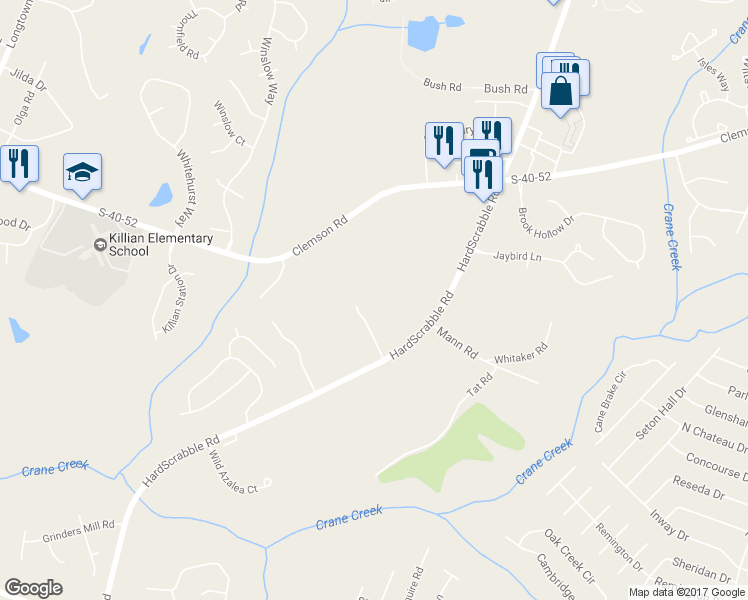 map of restaurants, bars, coffee shops, grocery stores, and more near 4119 HardScrabble Road in Columbia