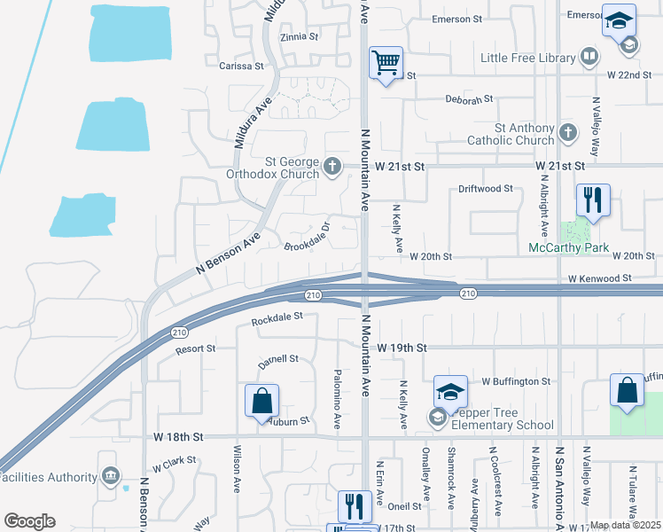 map of restaurants, bars, coffee shops, grocery stores, and more near 1992 Moonbeam Circle in Upland