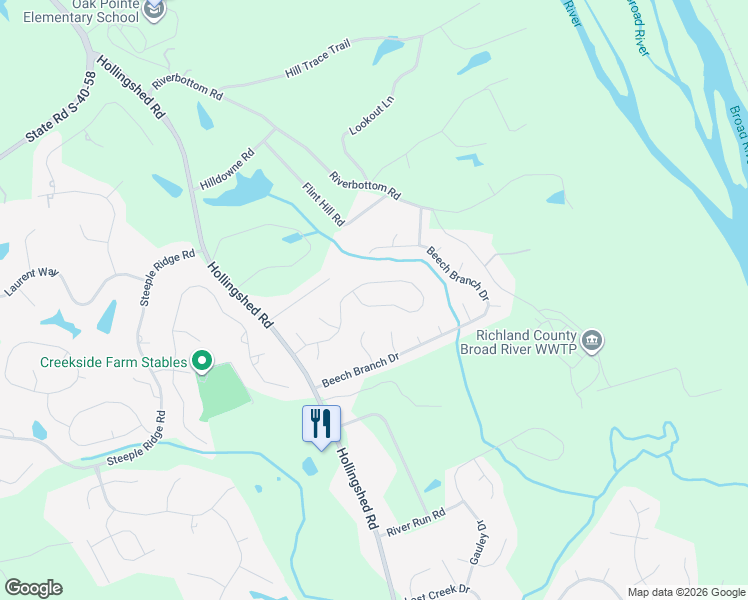 map of restaurants, bars, coffee shops, grocery stores, and more near 523 Gallatin Circle in Irmo