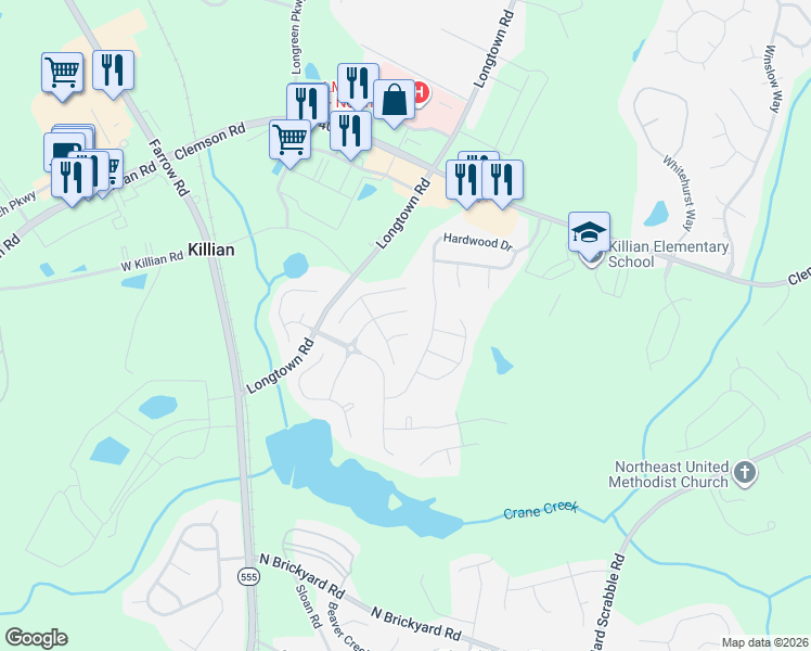 map of restaurants, bars, coffee shops, grocery stores, and more near 13 Cypress Cove Road in Columbia