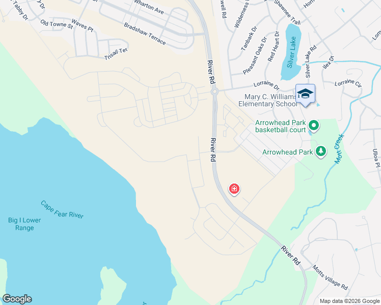 map of restaurants, bars, coffee shops, grocery stores, and more near River Road in Wilmington