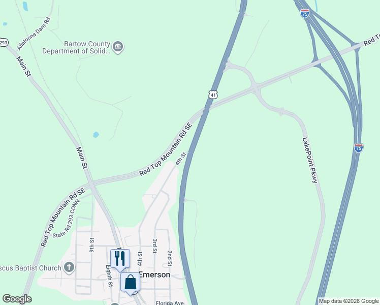 map of restaurants, bars, coffee shops, grocery stores, and more near 25 4th Street in Emerson