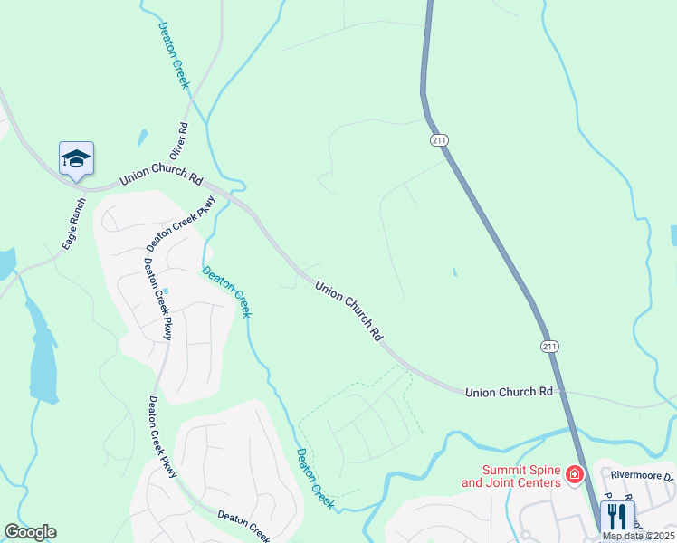 map of restaurants, bars, coffee shops, grocery stores, and more near 5757 Union Church Road in Braselton