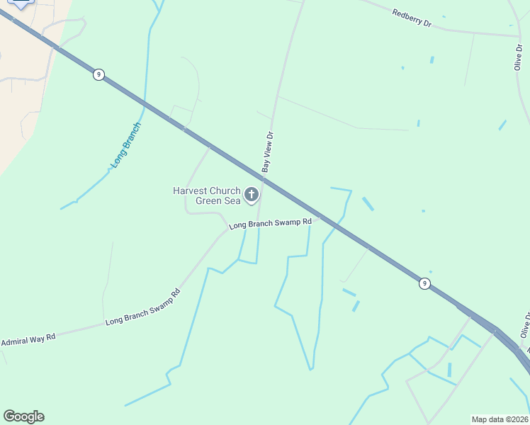 map of restaurants, bars, coffee shops, grocery stores, and more near 4588 Long Branch Swamp Road in Green Sea