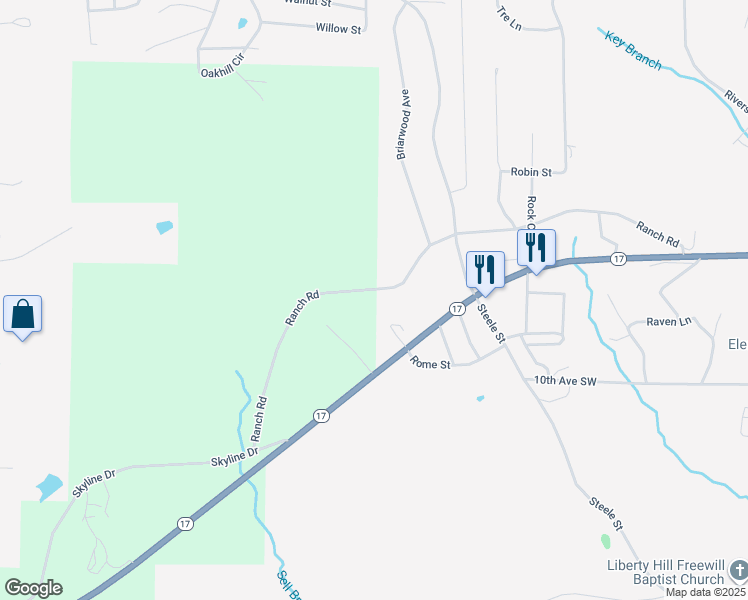 map of restaurants, bars, coffee shops, grocery stores, and more near 971 Ranch Road in Hamilton