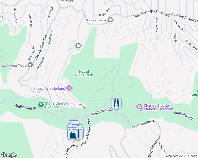 map of restaurants, bars, coffee shops, grocery stores, and more near 14043 Aubrey Road in Beverly Hills