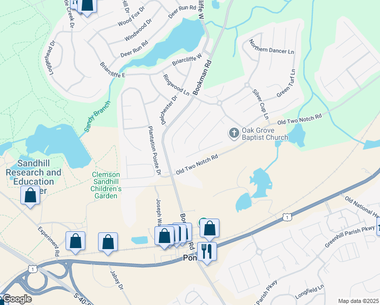 map of restaurants, bars, coffee shops, grocery stores, and more near 213 Seabiscuit Lane in Elgin