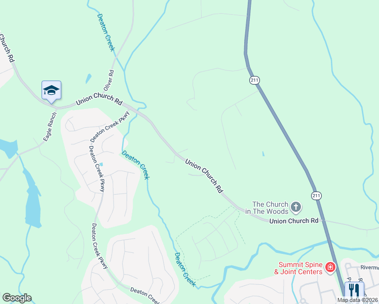 map of restaurants, bars, coffee shops, grocery stores, and more near 5745 Union Church Road in Braselton
