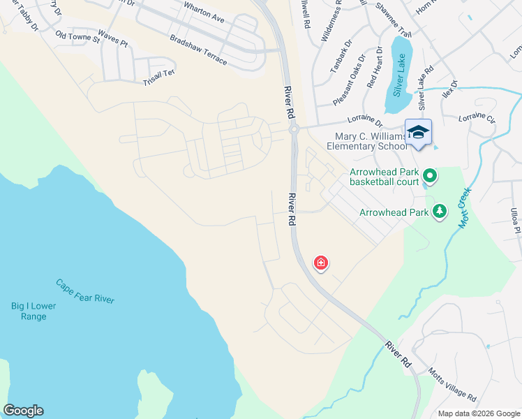 map of restaurants, bars, coffee shops, grocery stores, and more near River Road in Wilmington