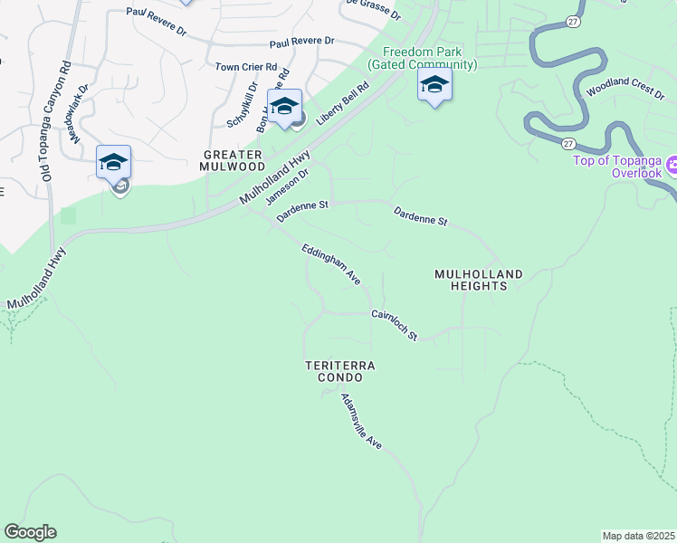map of restaurants, bars, coffee shops, grocery stores, and more near 22533 Faubion Place in Calabasas