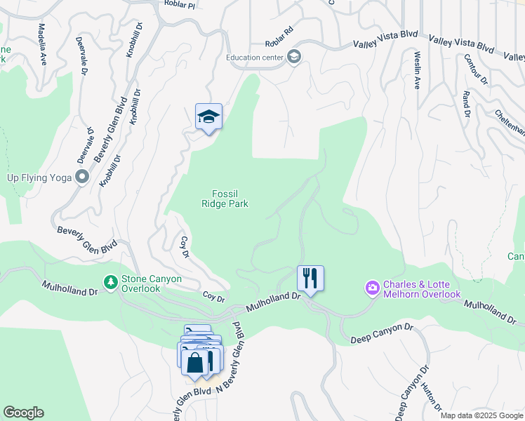 map of restaurants, bars, coffee shops, grocery stores, and more near 14043 Aubrey Road in Beverly Hills