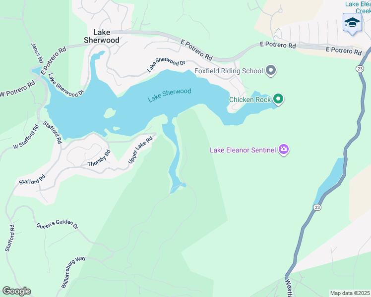 map of restaurants, bars, coffee shops, grocery stores, and more near 2385 Calbourne Court in Westlake Village
