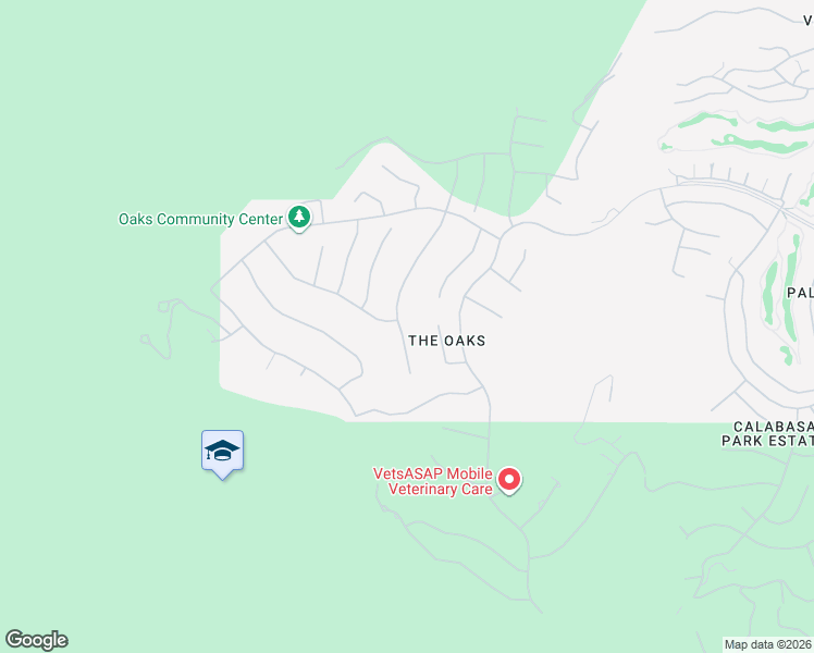 map of restaurants, bars, coffee shops, grocery stores, and more near 3880 Prado Del Trigo in Calabasas