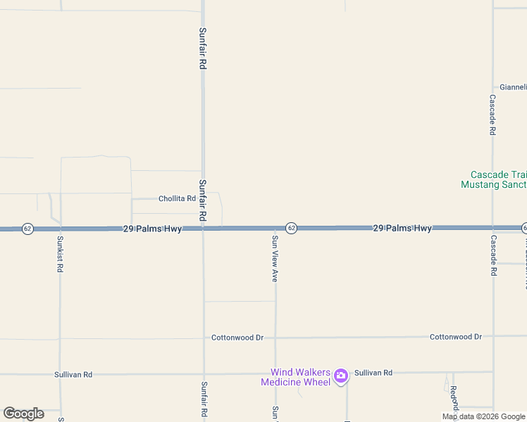map of restaurants, bars, coffee shops, grocery stores, and more near 65098 Twentynine Palms Highway in Joshua Tree