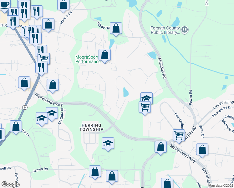 map of restaurants, bars, coffee shops, grocery stores, and more near 449 Windstone Trail in Alpharetta