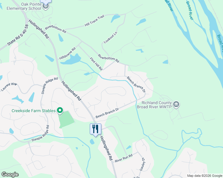 map of restaurants, bars, coffee shops, grocery stores, and more near 523 Gallatin Circle in Irmo