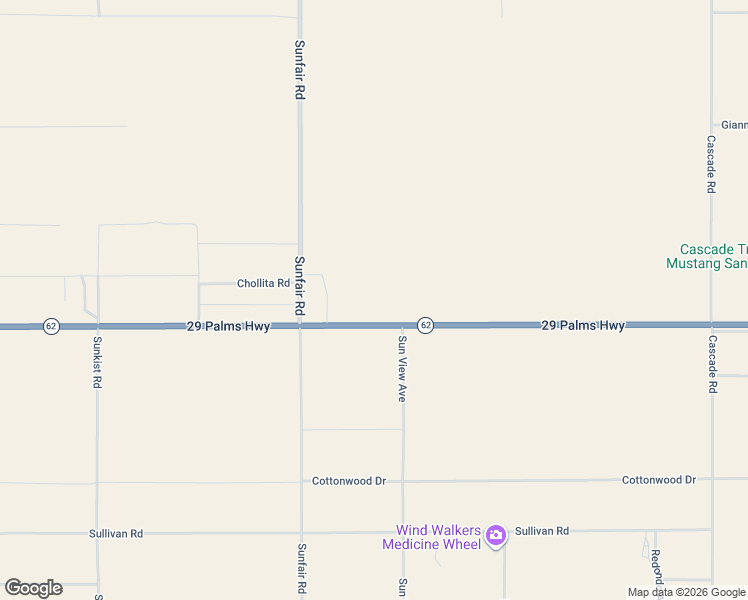 map of restaurants, bars, coffee shops, grocery stores, and more near 65098 29 Palms Highway in Joshua Tree