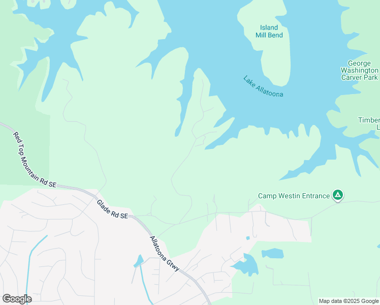 map of restaurants, bars, coffee shops, grocery stores, and more near Island Mill Road Southeast in Bartow County