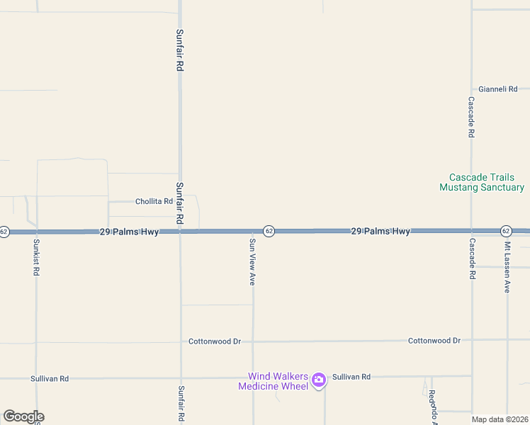 map of restaurants, bars, coffee shops, grocery stores, and more near Twentynine Palms Highway in Joshua Tree