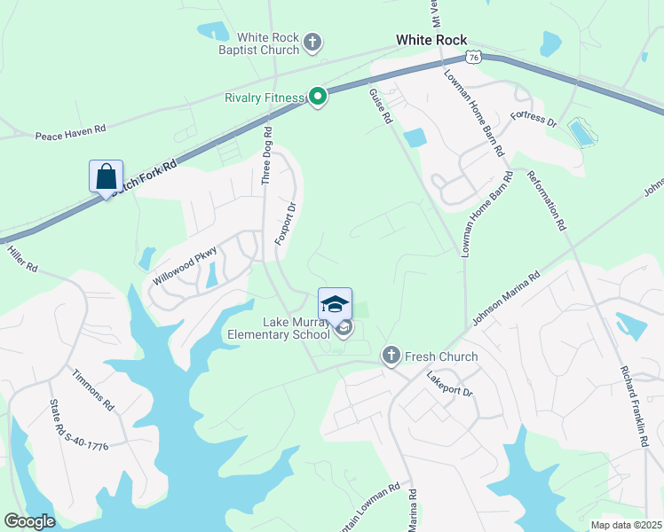 map of restaurants, bars, coffee shops, grocery stores, and more near 76 Crossfox Court in Chapin