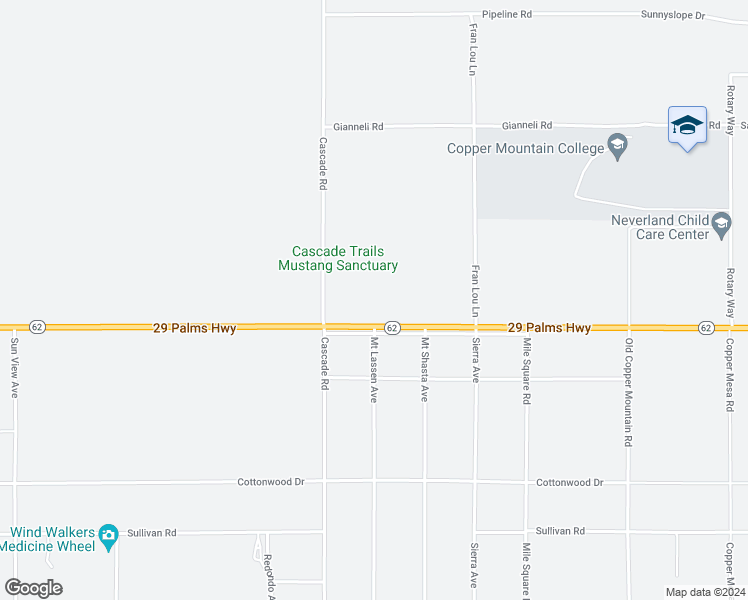 map of restaurants, bars, coffee shops, grocery stores, and more near 65810 29 Palms Highway in Joshua Tree