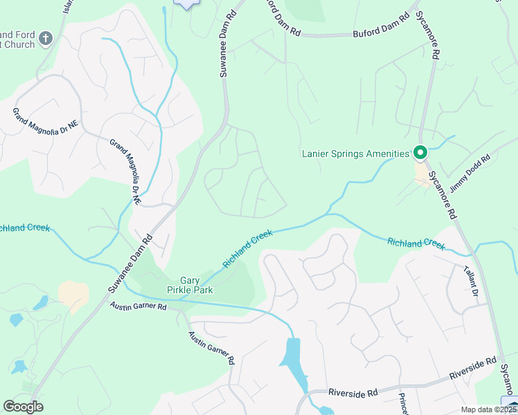 map of restaurants, bars, coffee shops, grocery stores, and more near 679 Barley Hill Lane Northeast in Sugar Hill