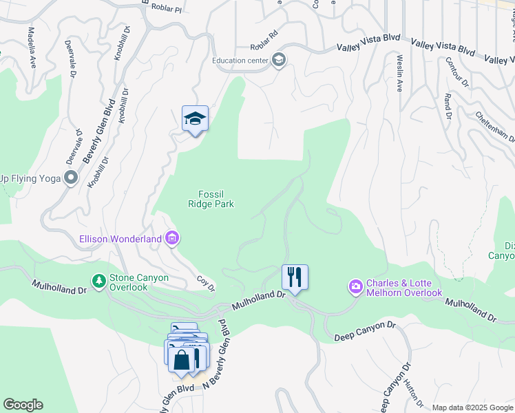map of restaurants, bars, coffee shops, grocery stores, and more near 14035 Aubrey Road in Beverly Hills
