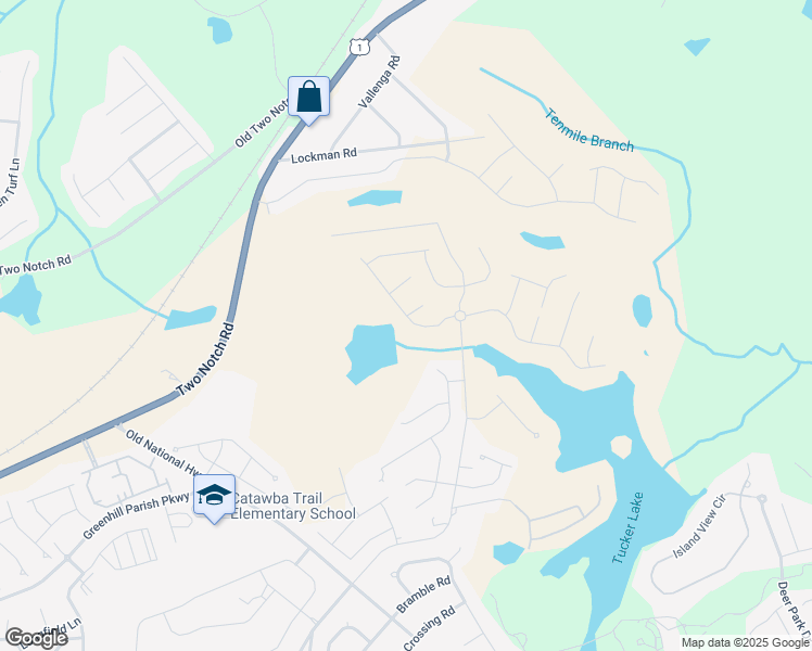 map of restaurants, bars, coffee shops, grocery stores, and more near 121 Calming Creek Way in Elgin