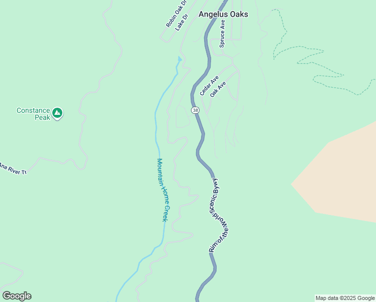 map of restaurants, bars, coffee shops, grocery stores, and more near California 38 in San Bernardino County