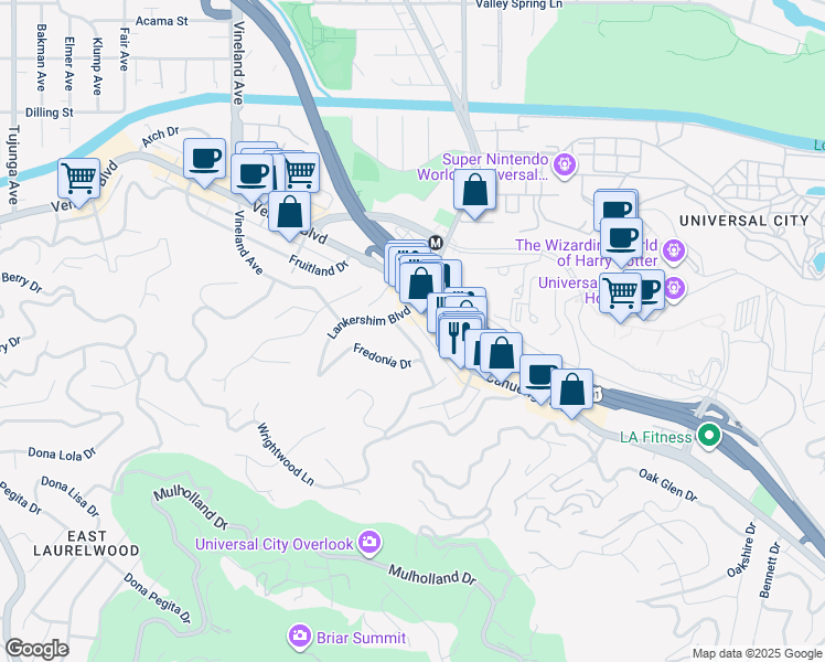map of restaurants, bars, coffee shops, grocery stores, and more near 3921 Kentucky Drive in Los Angeles