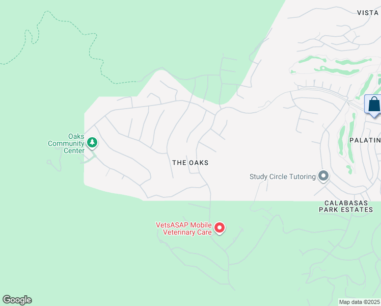 map of restaurants, bars, coffee shops, grocery stores, and more near 3850 Prado De Las Uvas in Calabasas