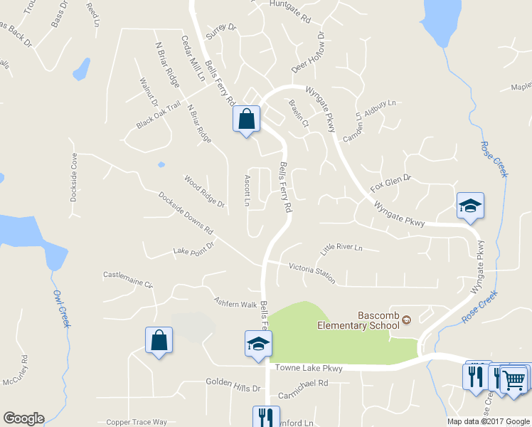 map of restaurants, bars, coffee shops, grocery stores, and more near 115 Kingland Street in Woodstock