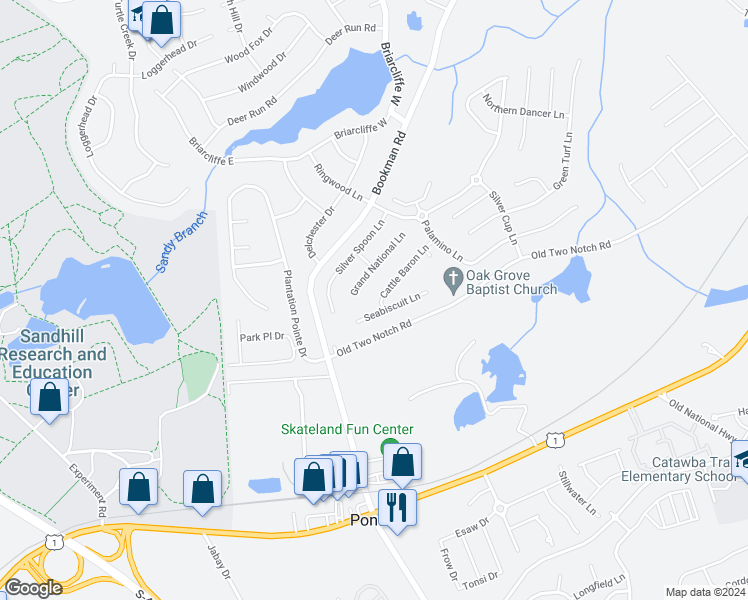 map of restaurants, bars, coffee shops, grocery stores, and more near 166 Cattle Baron Lane in Elgin