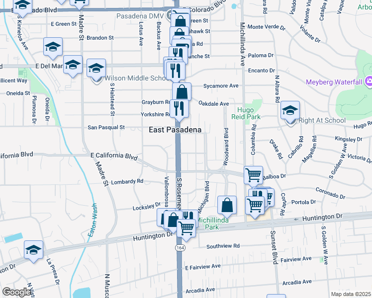 map of restaurants, bars, coffee shops, grocery stores, and more near 3723 Anita Avenue in Pasadena