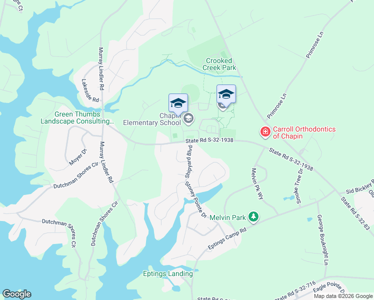 map of restaurants, bars, coffee shops, grocery stores, and more near 967 Old Bush River Road in Chapin