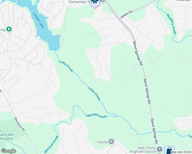 map of restaurants, bars, coffee shops, grocery stores, and more near 6818 Spout Springs Road in Flowery Branch