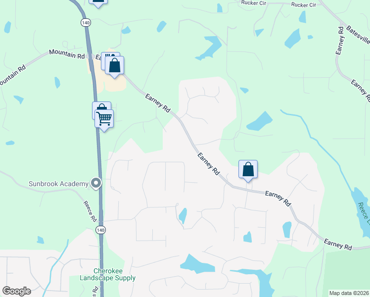 map of restaurants, bars, coffee shops, grocery stores, and more near 429 Old Country Place in Woodstock