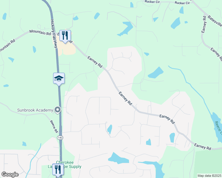 map of restaurants, bars, coffee shops, grocery stores, and more near 429 Old Country Place in Woodstock