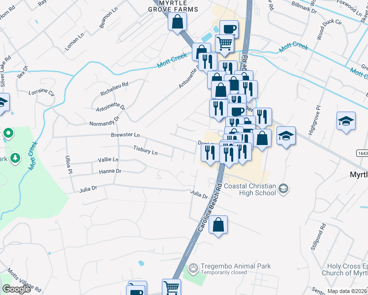 map of restaurants, bars, coffee shops, grocery stores, and more near 926 Dunhill Lane in Wilmington