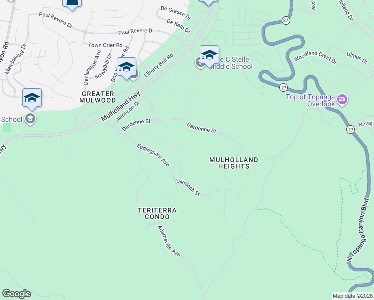 map of restaurants, bars, coffee shops, grocery stores, and more near 22400 Calipatria Drive in Calabasas