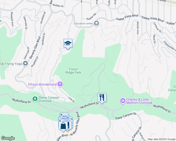 map of restaurants, bars, coffee shops, grocery stores, and more near 14035 Aubrey Road in Beverly Hills