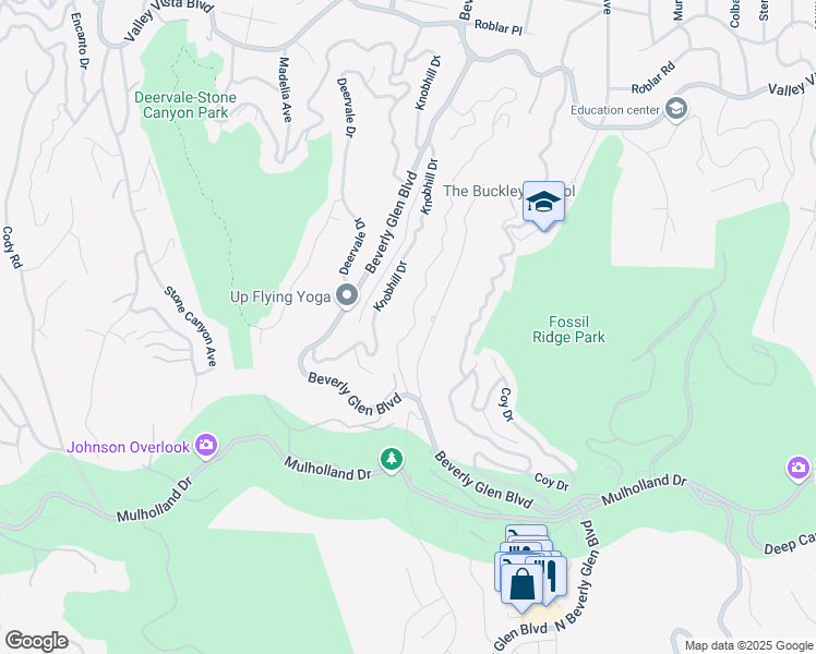 map of restaurants, bars, coffee shops, grocery stores, and more near 3609 Oakfield Drive in Los Angeles