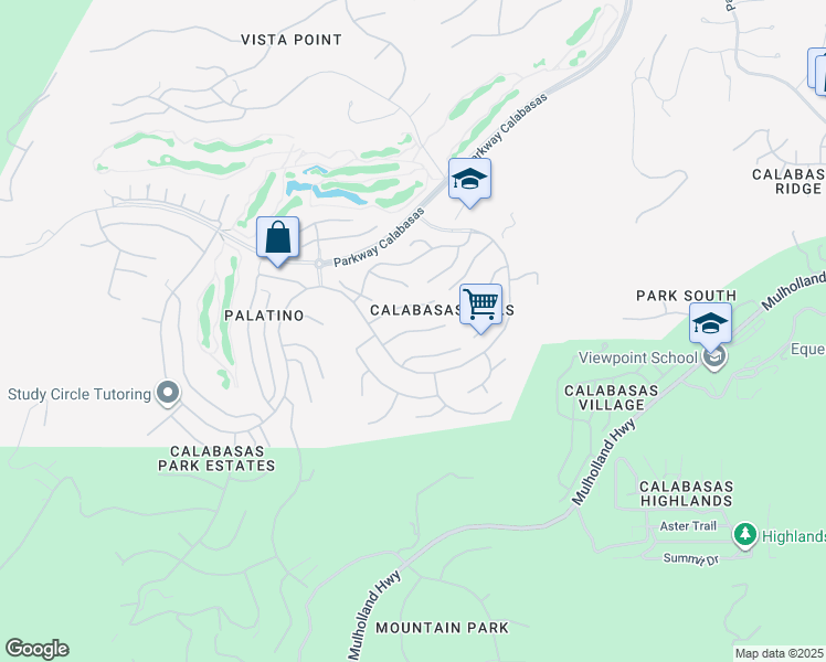 map of restaurants, bars, coffee shops, grocery stores, and more near 24709 Calle Conejo in Calabasas