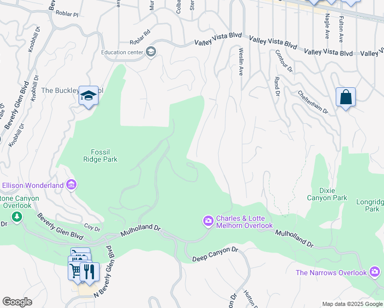 map of restaurants, bars, coffee shops, grocery stores, and more near 3685 Benedict Canyon Lane in Los Angeles